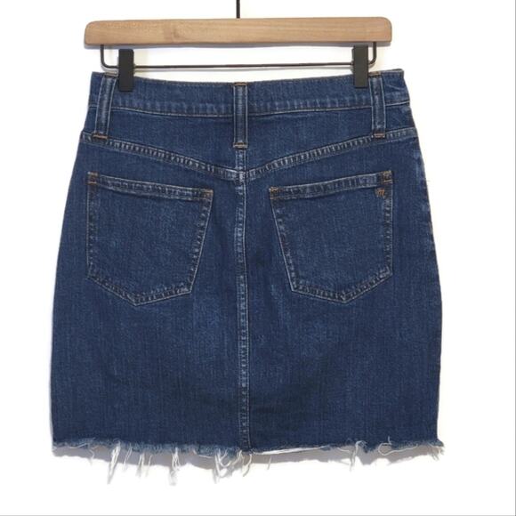 Madewell Blue Denim Mini Skirt Raw Hem Stretch Casual Everyday Outfit Size 26 - Picture 7 of 12